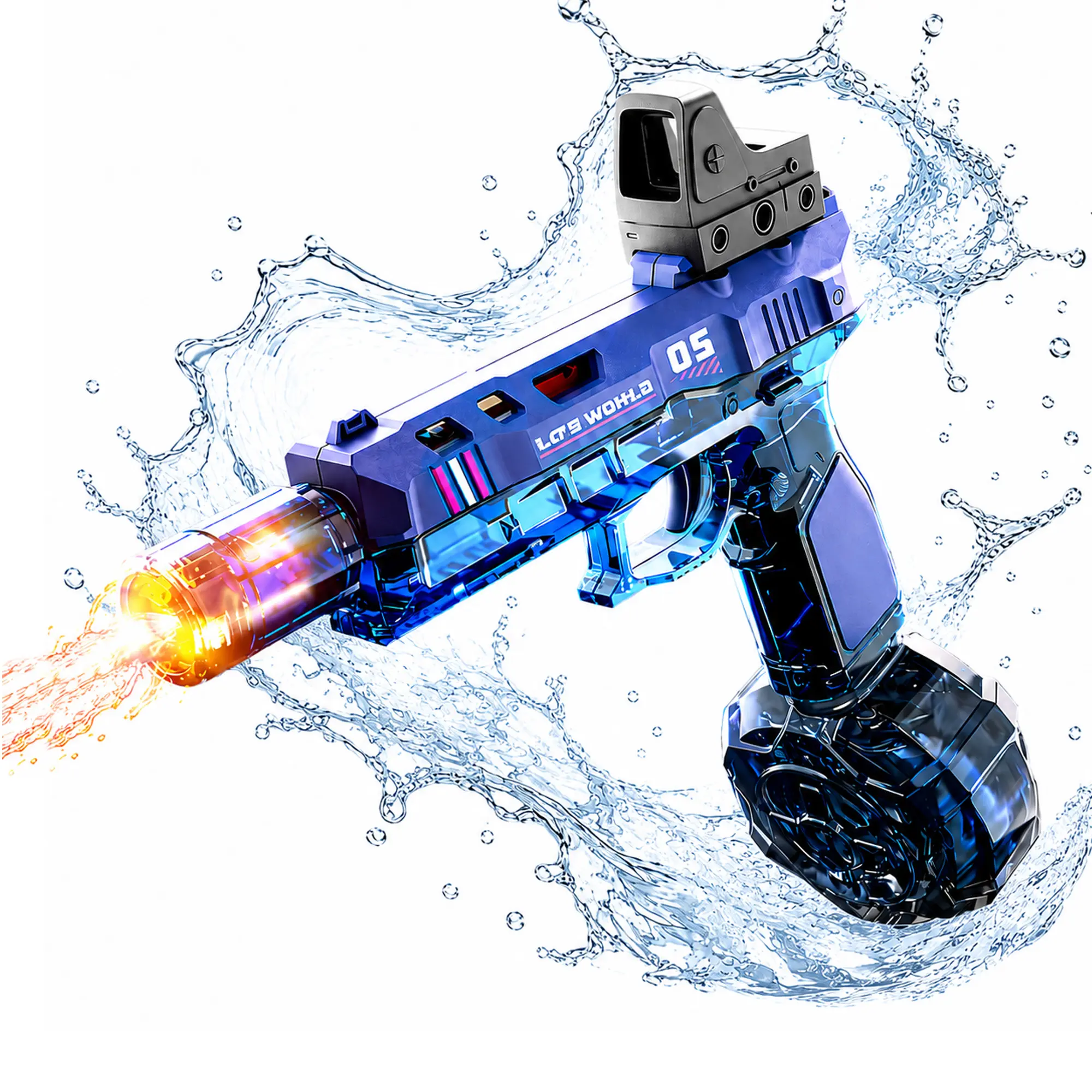 Automatic Electric Water Gun - Rechargeable Battery, LED Lights, 28-32 FT Long Range, High Capacity Water Soaker for Kids (Ages 3-12) - Outdoor Play, Summer Pool Party Toy