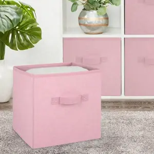 Foldable Fabric Cube Storage Bins (10.5" X 10.5"), 6-Pack, Pink Boxes Organiser