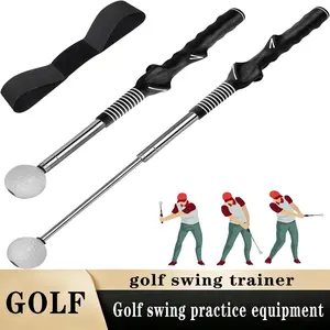 Golf Swing Training Device, Indoor Golf Practice Club, Adjustable with Sound Feedback, Corrects Golf Swing, Arm Tension Control Band, Posture Corrector, Golf Accessories