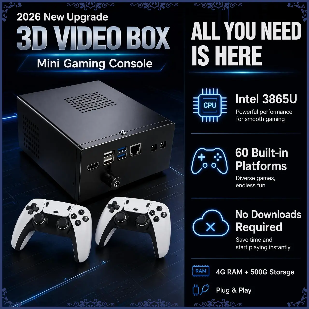 DDR4 UPGRADE Super R3 Box Plug and Play on TV Wireless Controller Support Dual System 3865U Perfect for Home Entertainment