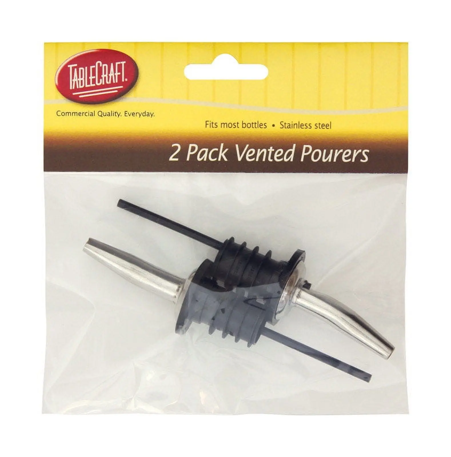 Tablecraft Stainless Steel Vented Bottle Pourer - Black & Silver, Model 6505564, Kitchen Utensils, Bar & Wine Utensil, Utensils For Kitchen