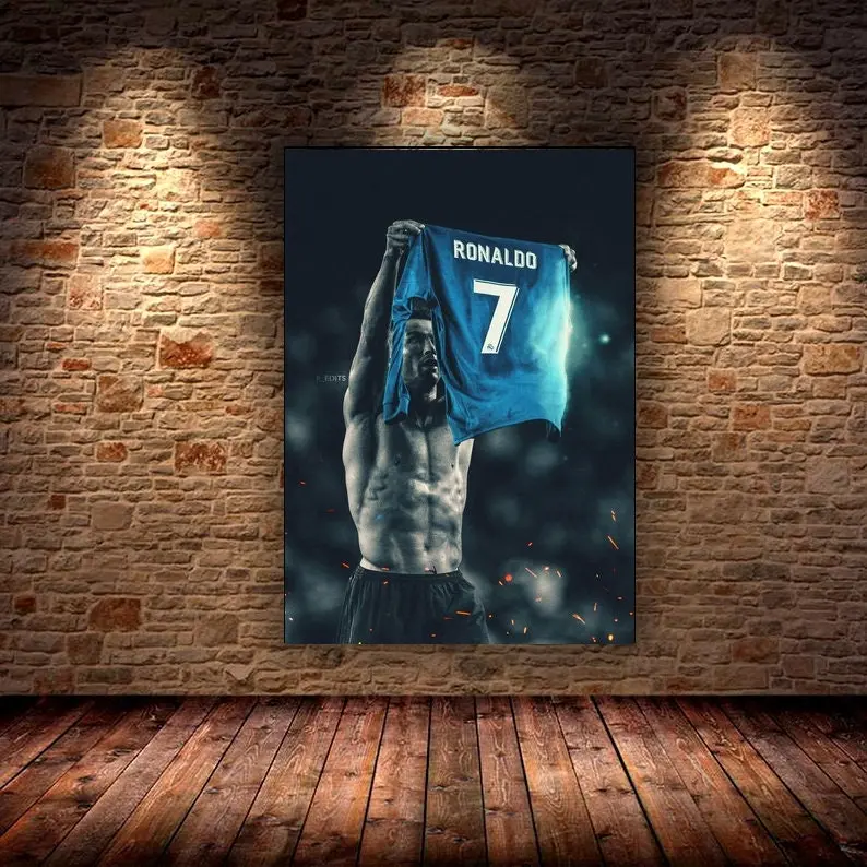 Artistic Football Canvas Wall Art Print Design - 12x18 in Unframed Vibrant Graphic Print, Wipeable Photorealism Vivid Picture Image, Home Decor for Bedroom, Kid Room, Vibrant Print