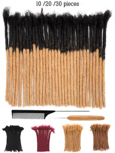 Loc Extensions Human Hair, 0.6cm Width 6-16inch 30-100 Strands 100% Human Hair Dreadlock Extensions for Men/Women, Interlocked Locs, Can be Dyed Soft Dreads Extensions