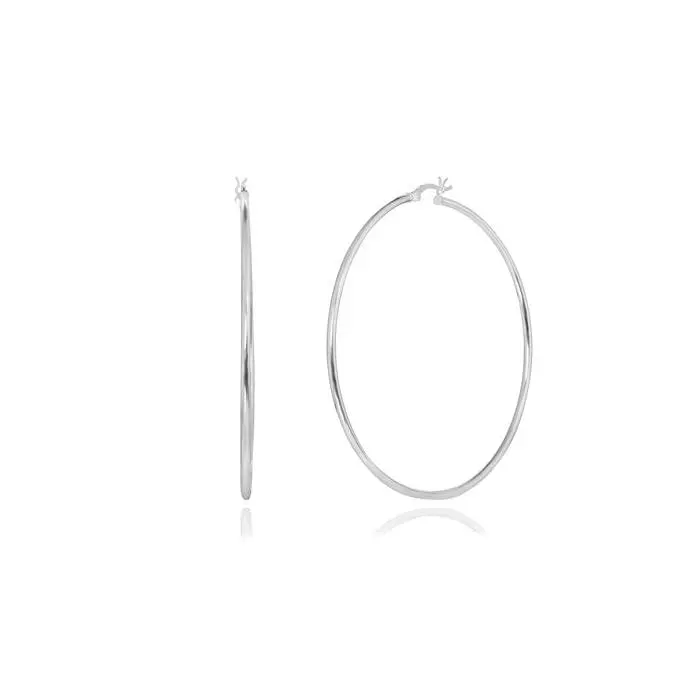 BETTER JEWELRY 2mm Hoop Earrings in .925 Sterling Silver, Elegant Minimalist Fine Jewelry for Women, Multiple Sizes (15-70mm), Elegant Minimalist Earrings