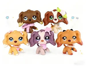 5PCS Mini Spaniel Dog Figurines Set - Collectible Puppy Action Figures with Cute Accessories, Small Pet Toys for Kids, Cake Toppers & Pretend Play Gifts for Boys Girls Ages 4+
