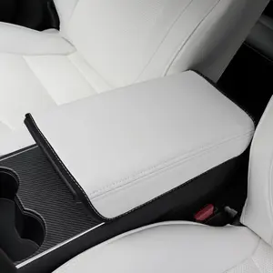 Model 3/Y Armrest Accessories - Center Console Cover for  -  Armrest Box Cover Decoration Interior for Model 3 2017-2023 2024 2025 or Model Y 2020-2023 2024 2025 - White