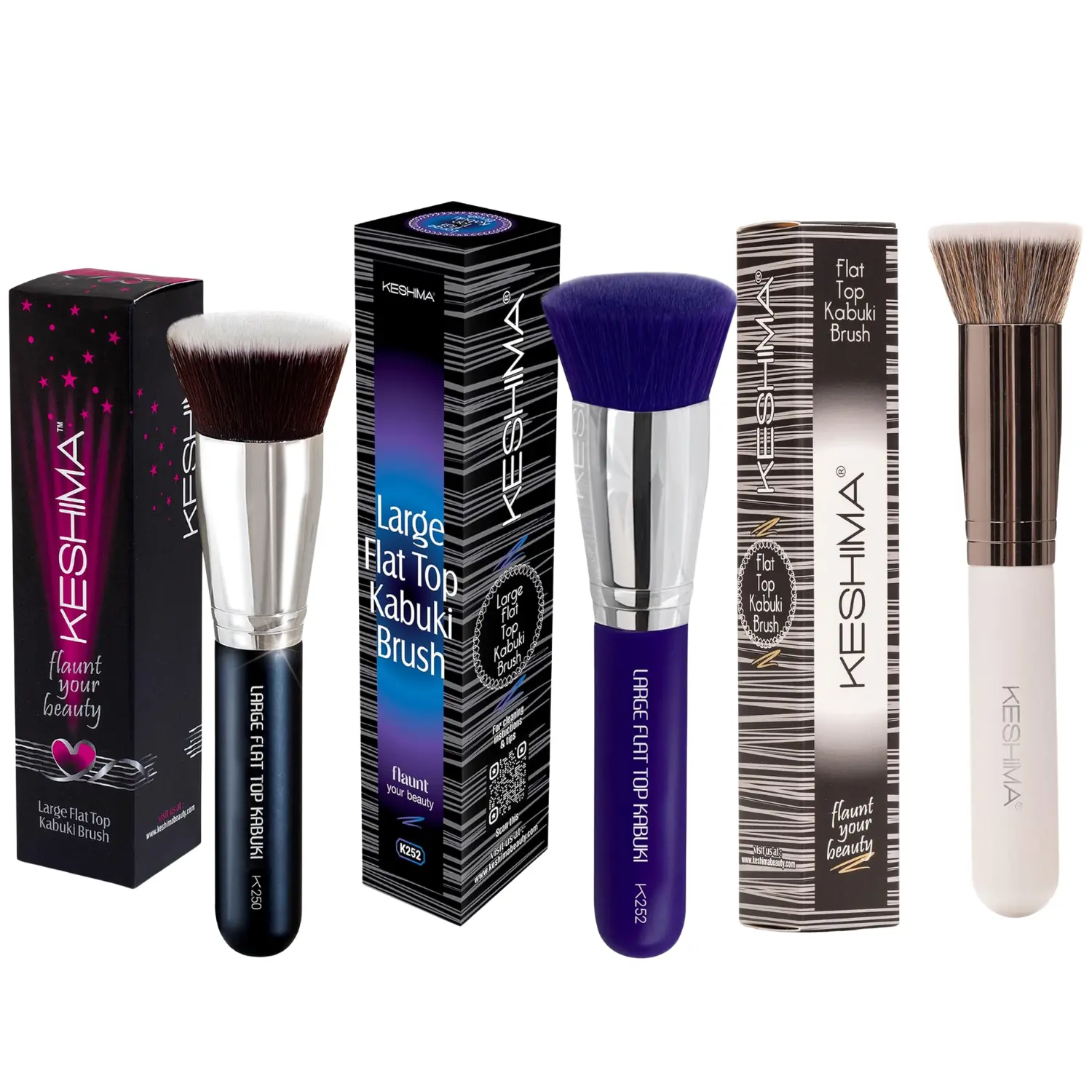 Keshima Flat Top Kabuki Foundation Brush Premium Makeup Brush for Liquid Cream and Powder Buffing Blending and Face Application