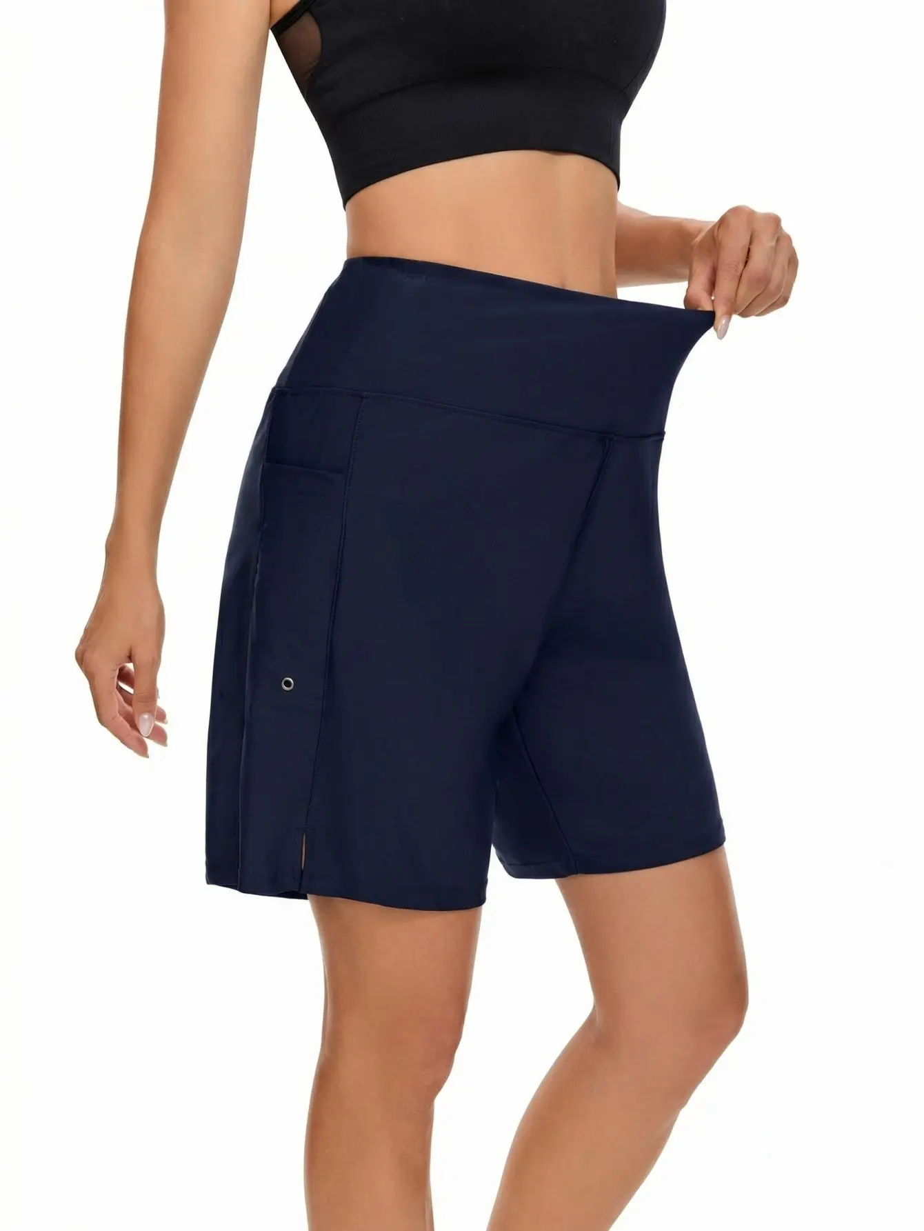 Female Women's 6.9in High Rise Swim Board Shorts with Built-in Brief, Liner, Pockets, Quick Dry for Beach Days, Fits All Body Shapes, Breathable, 6.9 Inches