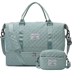 WeekenderBagsforWomenTravelDuffleBagwithShoeCompartmentOvernightCarryOnDuffelBagGymToteBagwithToiletryBag(Raincoats)