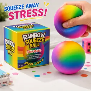 Rainbow Stress Ball Soft Gel Squeeze Toy Slow Bounce Sensory Fidget Squishy Desk Party Favor Classroom Reward Gift Idea