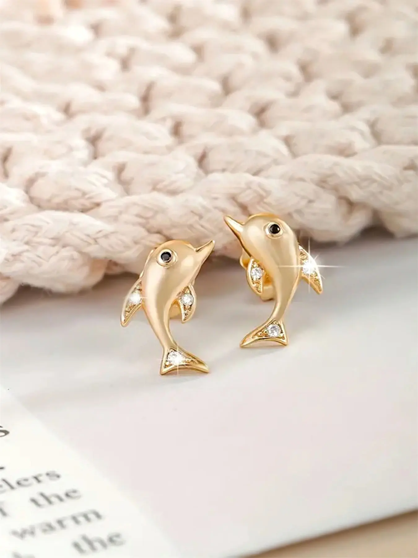1 Pair Fashion Cubic Zirconia Ear Studs Dolphin Earrings For Women For Wedding Anniversary Engagement Party Jewelry Valentine's Day Gift