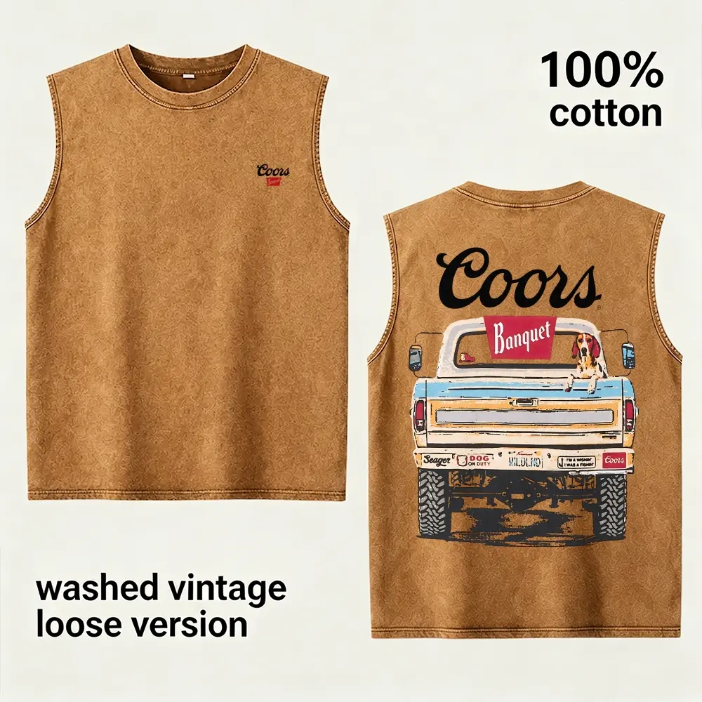 Vintage Washed Pickup Truck Graphic Tank Top for Men Women, 100% Cotton Oversized Sleeveless Retro Country Streetwear Shirt, Western Farm Inspired Casual Muscle Tee, Trendy Gift for Boyfriend Husband Dad Him