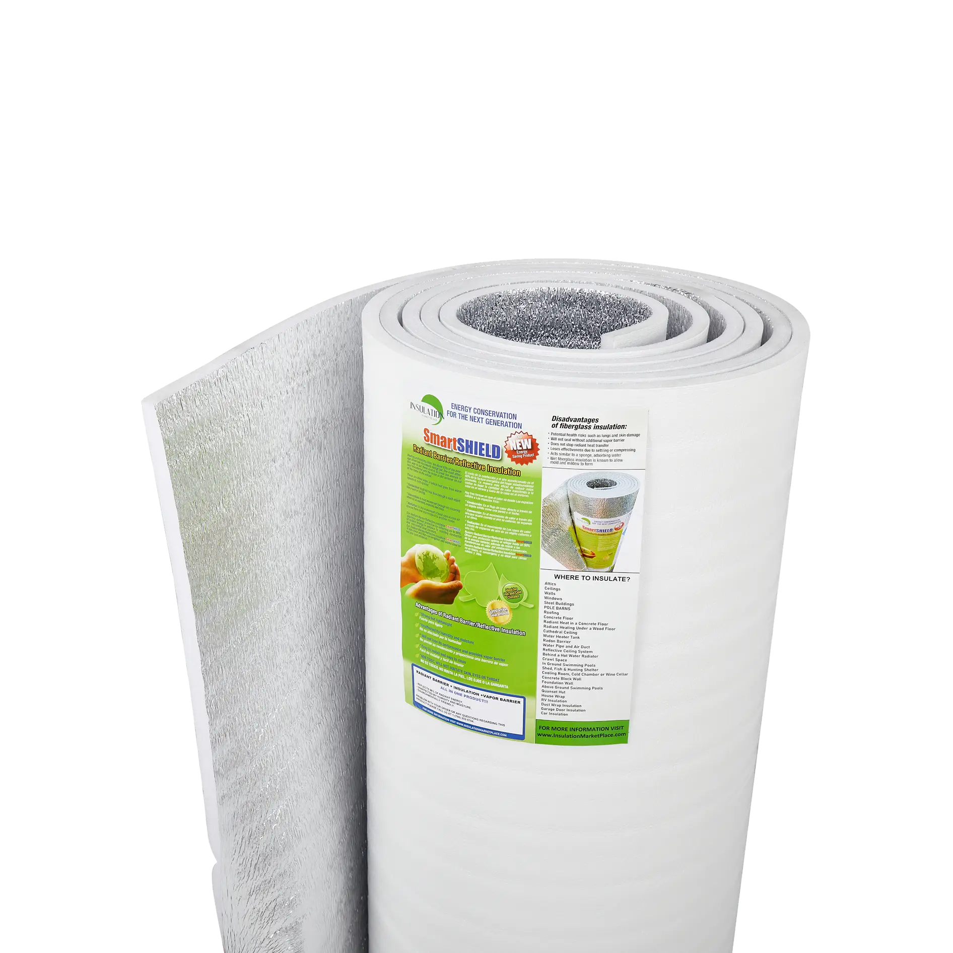 SmartSHIELD - 20mm Reflective Foam Insulation Roll - White / Foil