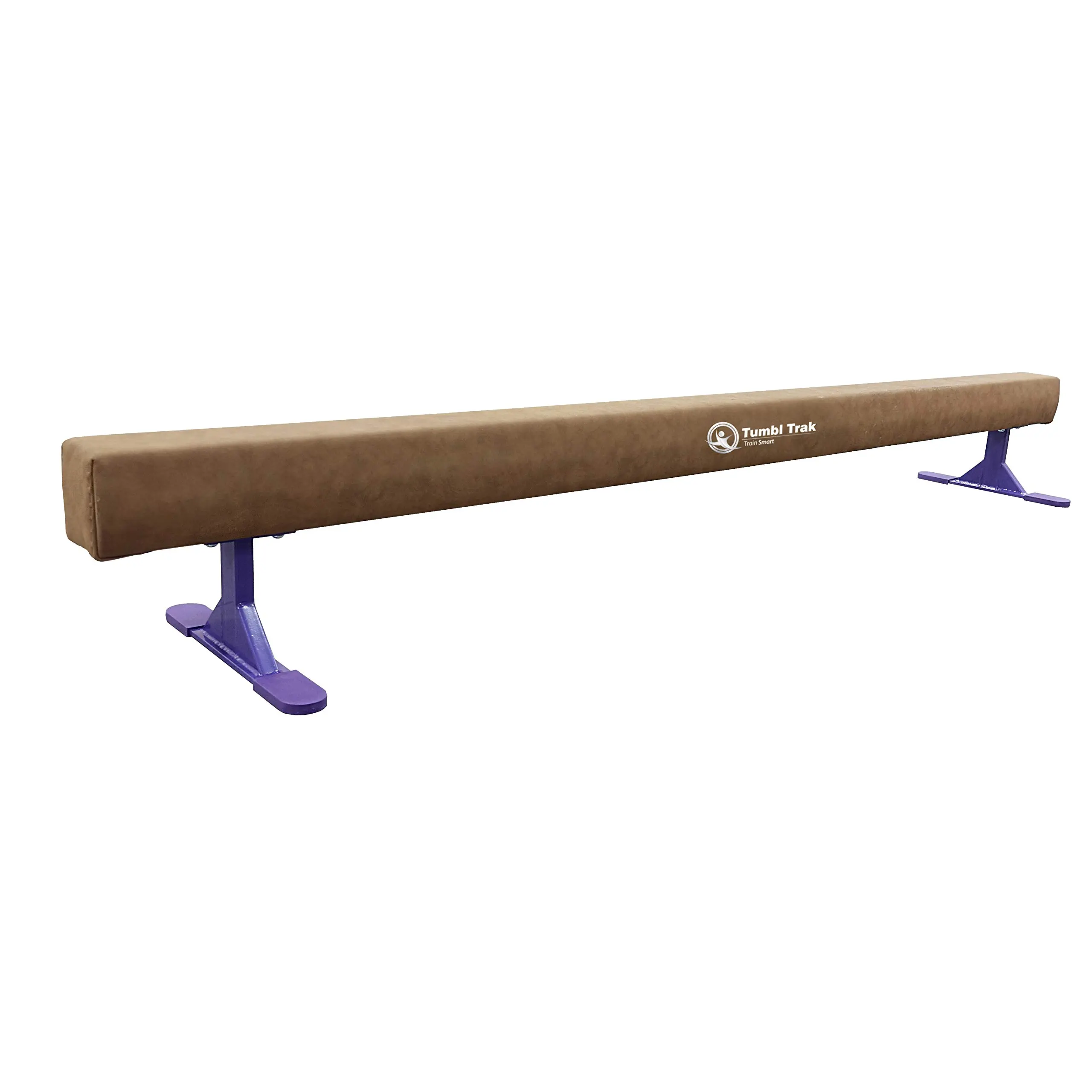 Tumbl Trak Addie Beam Gymnastics Equipment, 8FT Suede-Cover Floor-Mount Balance Beam with Riser Support for Balance Training, Fitness Mat