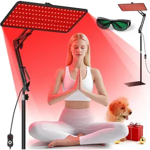 Red Light Therapy for Body Face - Tri-Wavelength (660nm, 850nm, 940nm) LED Infrared Light Therapy Lamp Panel with Adjustable Stand, Protective Glasses for Home Use, Gift for Women Girl, Medium