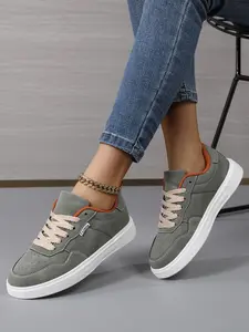 New Women's Casual Sports Shoes, Fashion Comfort Outdoor Sneakers, Lightweight Breathable Board Shoes, PU Material, Low Top