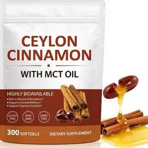 300 pcs Ceylon Cinnamon SoftGels, Cinnamon Supplements with MCT Oil, Herbal Cinnamon Extract for Daily Wellness Support, Promote Digestive Comfort, Natural Energy Support, Non-GMO, Gluten Free- 300 Softgels