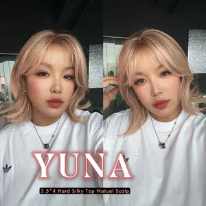 JBEXTENSION 12 Inches Scalpiana 3.5X4 Hard Silky Top Natural Scalp Effect Women Wig With Bangs YUNA