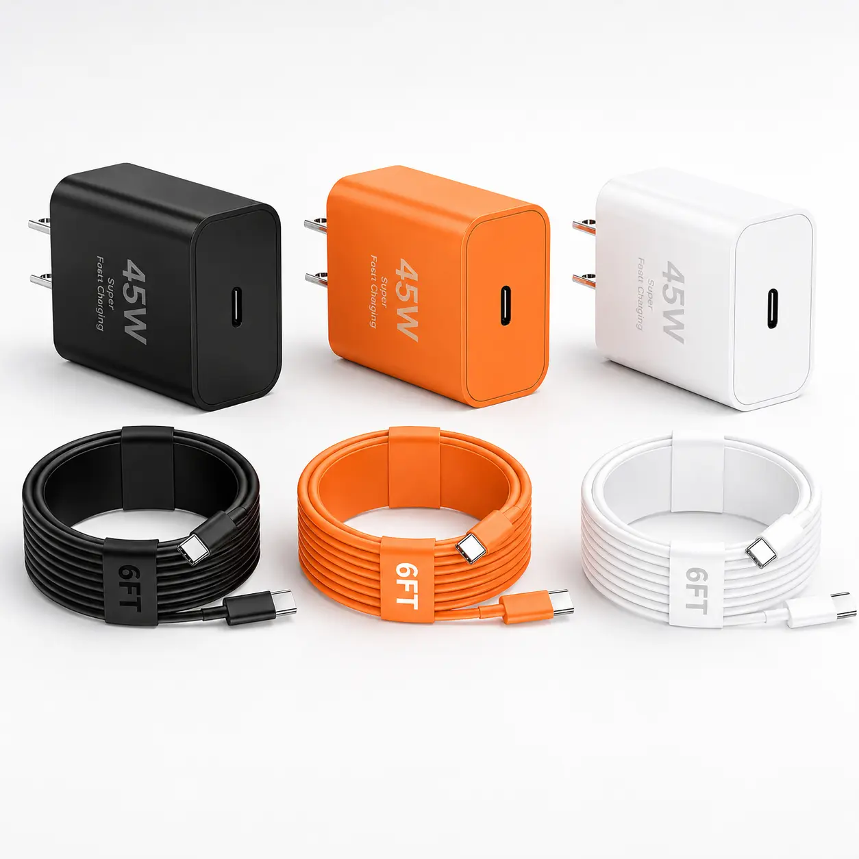 45W Type-C super-fast charging; 2-piece set comprising a Type-C charger and a 6FT USB-C Android phone cable, compatible with the Galaxy S26 Ultra, S26, S25, S24, S23, S22, S21, S20 and S10 Ultra/Plus Electronic Cellphone