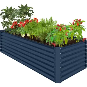 Best Choice Products 8x4x2ft Outdoor Metal Raised Garden Bed, Planter Box for Vegetables, Flowers, Herbs