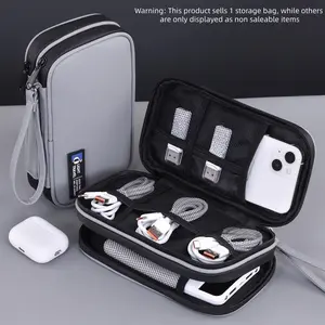 Small Dual-Layer Data Cable Organizer Bag, Mobile Power Bank U Disk U Shield Storage Pouch, Digital Electronics Accessories Case