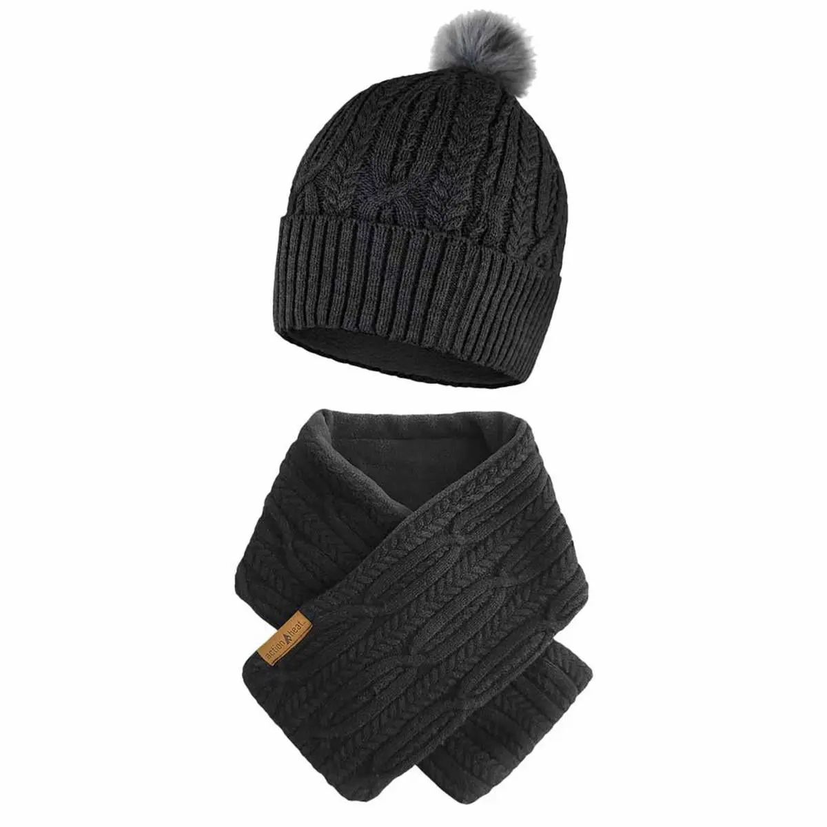 ActionHeat 5V Battery Heated Cable Knit Hat & Scarf Bundle