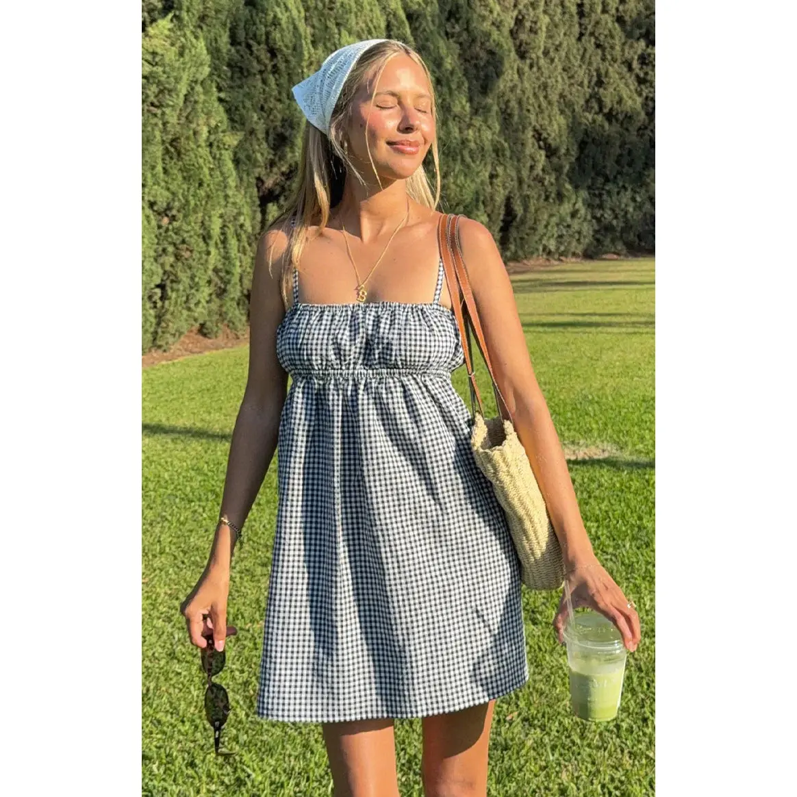 blue gingham dress edikted Dorothy Midi Dress main image 1