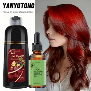 Herbal Hair Dye Shampoo 3-in-1, Large Capacity for Natural Red Hair Coloring & Care, Enriched with Ginseng Extract & Plant-Based Formula, Non-Irritating (Gentle on Scalp & Hair), Easy to Rinse & Moisturizing, Suitable for Autumn & Winter Use.