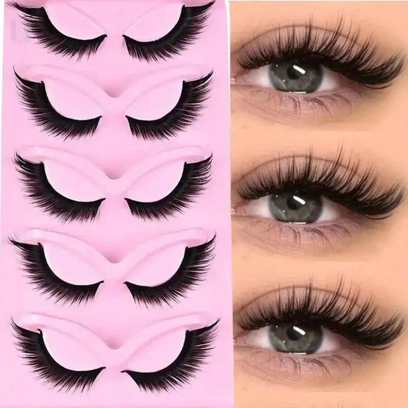5 Pairs of Fox Eyelashes, Natural Looking Cat Eye Eyelashes, 3D Elongated Eyelashes 16mm Eyelash