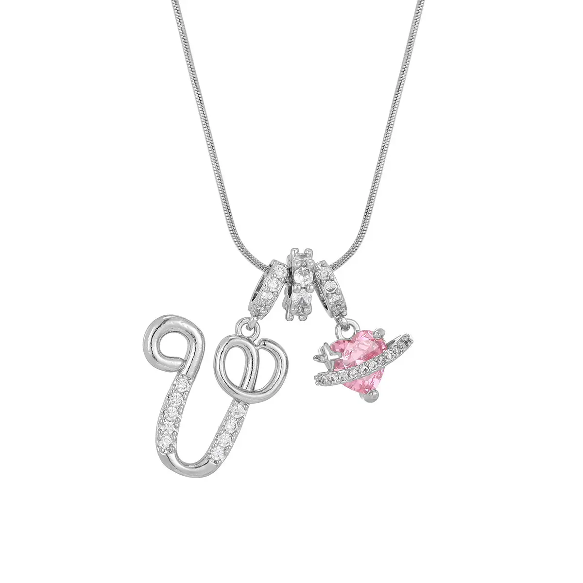 Silver V (Pendant -Snake Bone Chain)