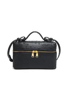 Ostrich Pattern Woven Small Square Bag for Women, Luxurious Metal Zipper Buckle Shoulder Handbag, Stylish Crossbody Purse, Casual Shoulder Bag, Leather Crossbody Bags