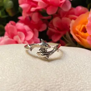 Sterling Silver Etched Dolphin Ring