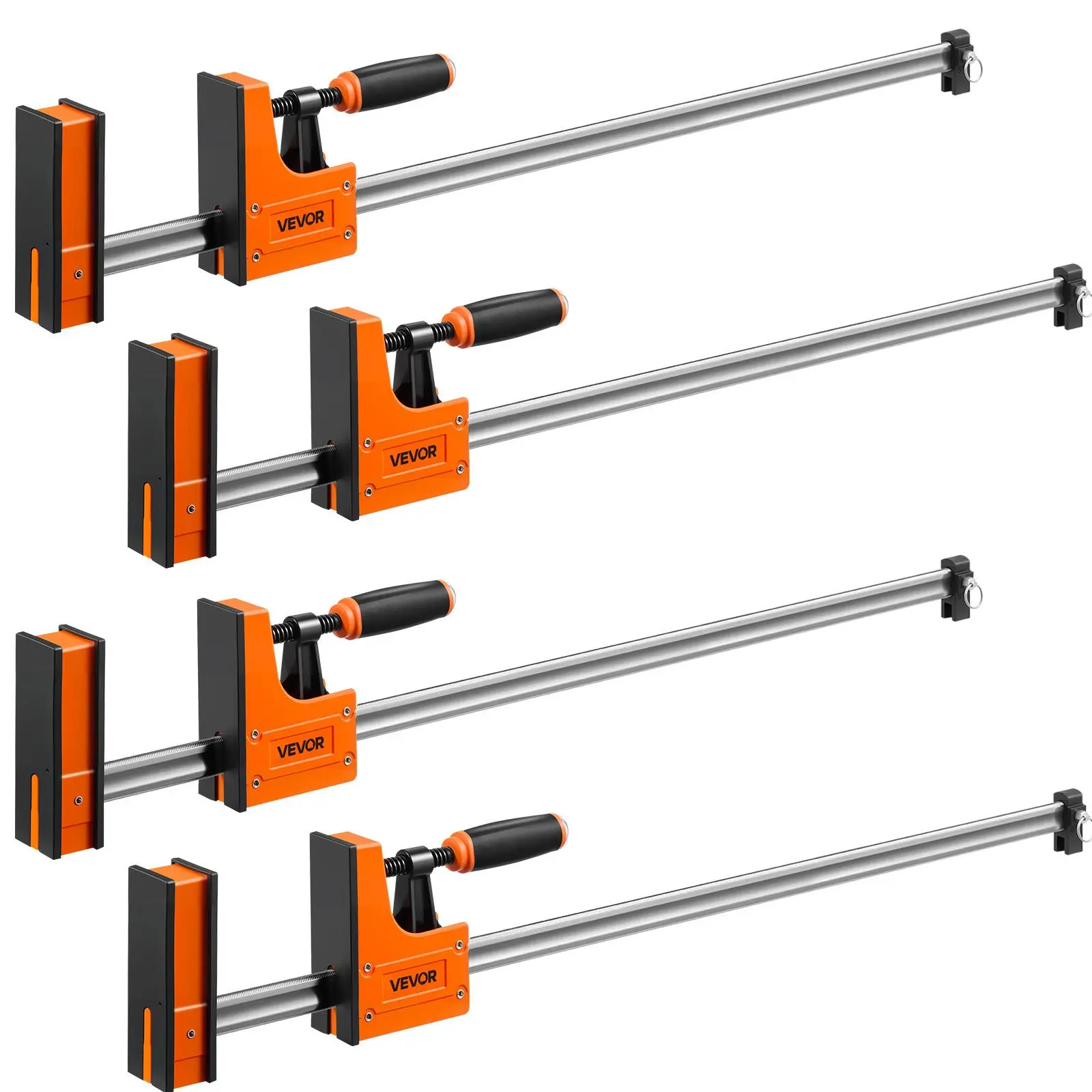 【Summerfinds】VEVOR Bar Clamps for Woodworking, 4-Pack, 36" Opening F Clamps, 1500 lbs Load Limit, Clamp/Spreader 2 Modes, Soft Rubber Pads, Ergonomic Handle, Carbon Steel Bar, for Wood Working and Metal Working
