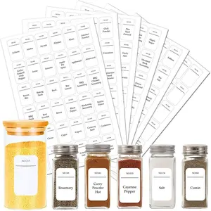 Preprinted Spice Jar Labels Set, Includes Blank Tags for Kitchen Organization & Storage, Ideal for Seasoning Management, Organizing Labels