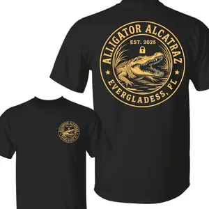 Alligator Alcatraz Florida Everglades Funny Retro T-Shirt For Men and Women, Dark Humor Shirt, Funny Florida Gift, MAGA Shirt Casual Cotton Top