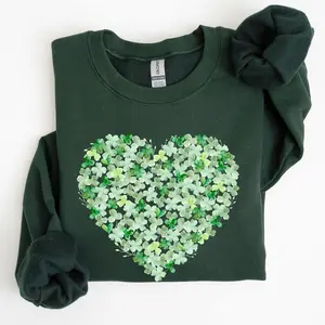 Watercolor Shamrocks, Heart, St Patrick's Day Sweatshirt