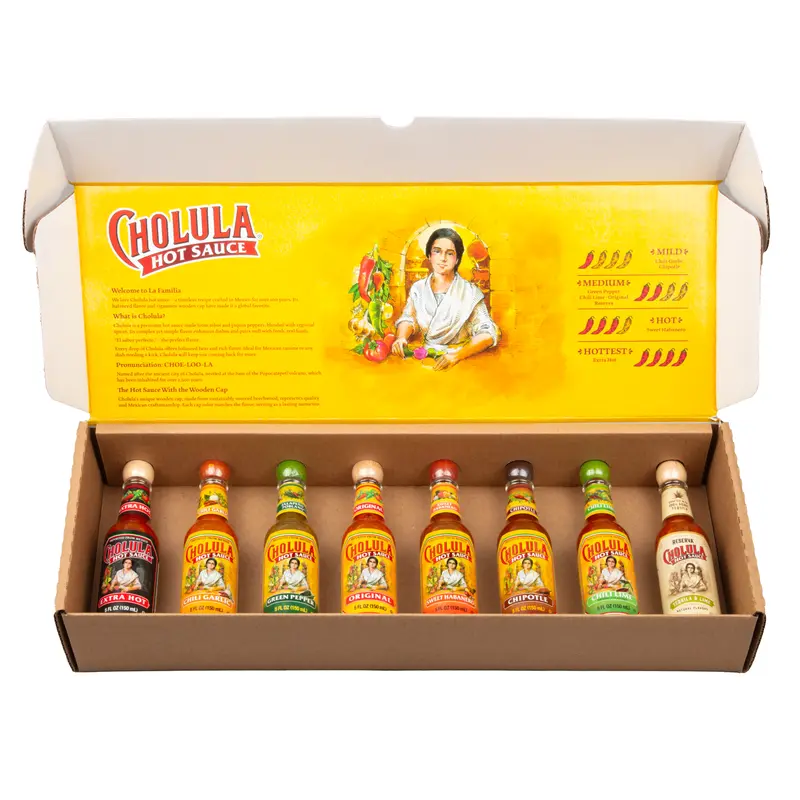 Cholula Variety Pack, 8-Count (Extra Hot, Green Pepper, Chili Lime, Chili Garlic, Chipotle, Sweet Habanero, Reserva, Original)