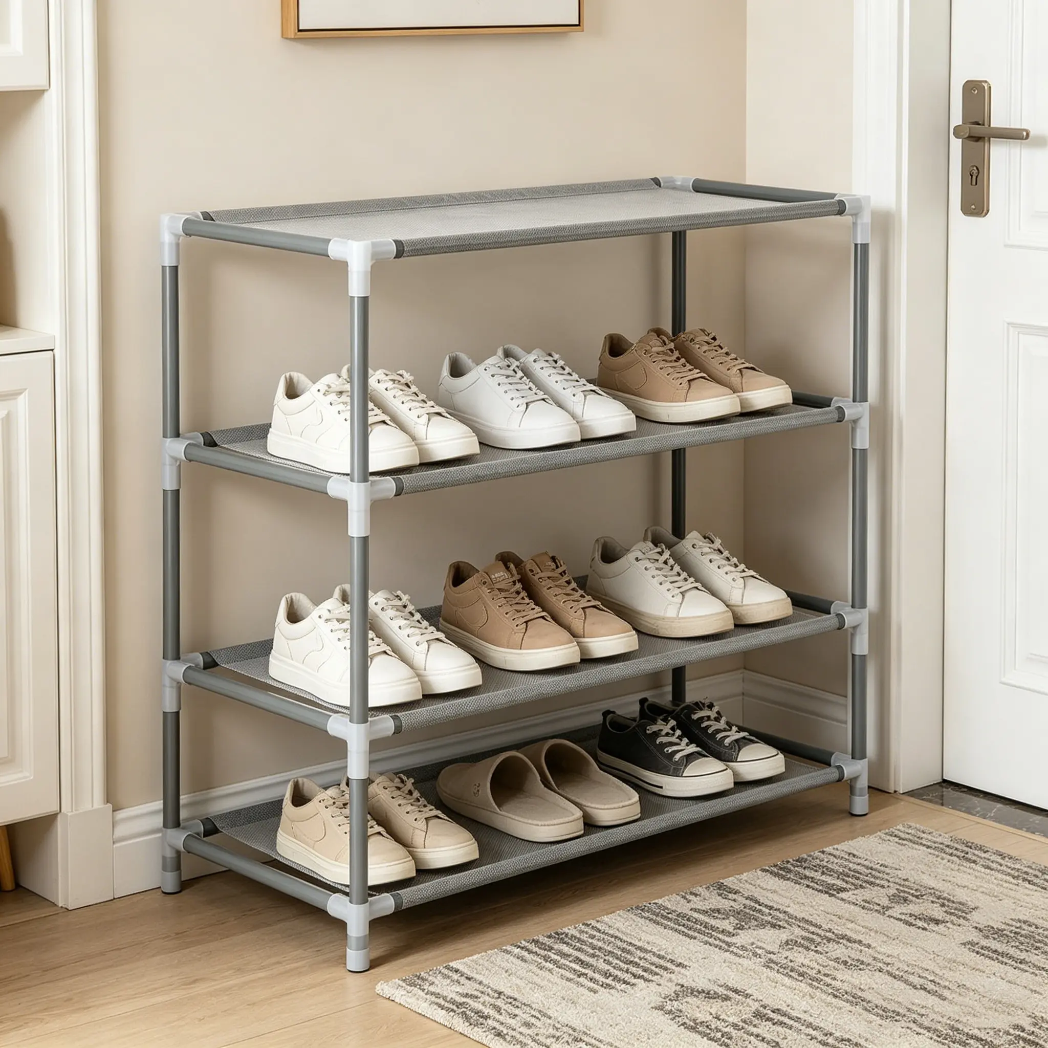 Hallway Shoe Rack - Indoor Furniture Shelves & Racks for Home Storage