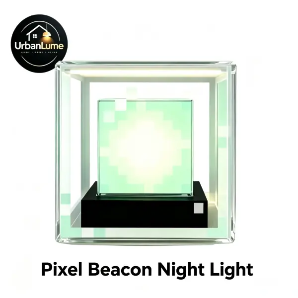 Pixel Beacon Rechargeable Night Light - 4-Color RGB LED Lamp, Touch Control, Type-C Charging, Indoor Use, Gaming Room Desk Decor, Ambient Glow Accent Light, Rechargeable Light Wireless gradient