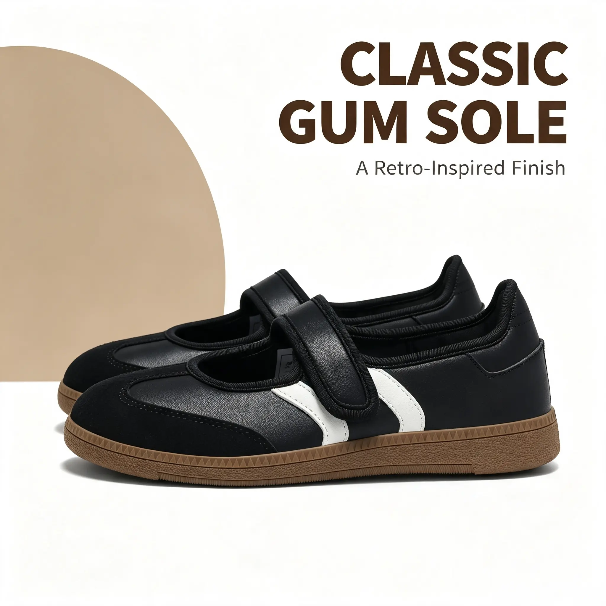 Women's Classic Retro Mary Jane Shoes - Slip-On Hook-and-Loop Sneakers with Soft Thin Sole - Casual Flat Loafers for Daily Wear