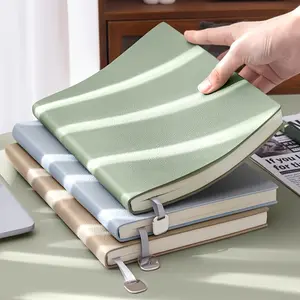 1pc Soft Leather A5 Business Simple Office Notebook, Notebook Journal, Can Insert Pen, Colored Edges Paper PU Cover Diary Book, School Office Supplies, Office Stationery, Student Essentials