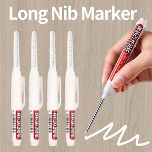Long Nib Marker, 45 mm Long Head Deep Hole Marker Pens, Fine Nose Tip Deep Reach Permanent Paint Markers for Kitchen Organization, （5Pcs/10Pcs）Marking Pen for Drilling, Carpenter, Woodworking, Construction