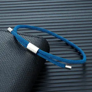 Minimalist Durable Unisex Rope Design Stainless Steel Adjustable Braided Rope Bracelet for Men Women Couple Jewelry Gifts