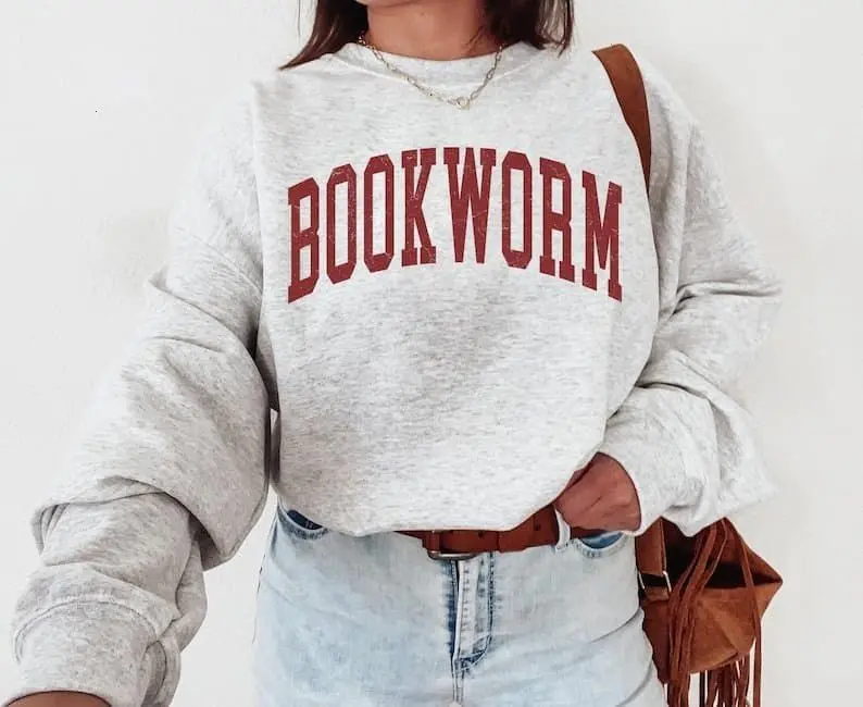 Bookworm Crewneck Sweatshirt, Bookish Gift Cozy Sweatshirt Casual