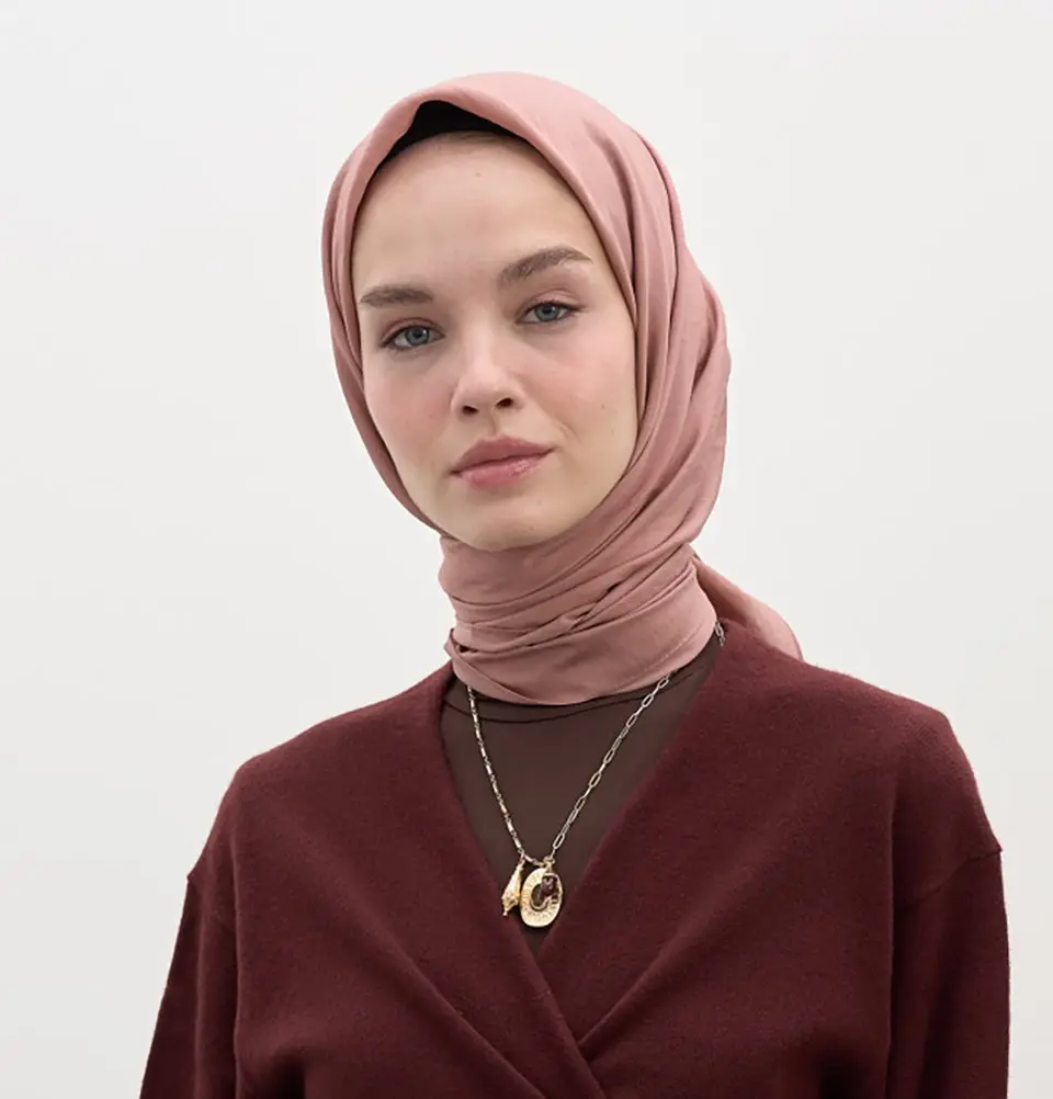Solid Viscose Cotton Square Hijab - Rose Pink