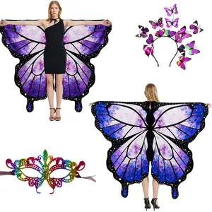 LYL. Ling Halloween costumes for women adult，Double-Sided Butterfly Wings Purple，Butterfly Costume for Women，3PCS Fairy Wings Set.