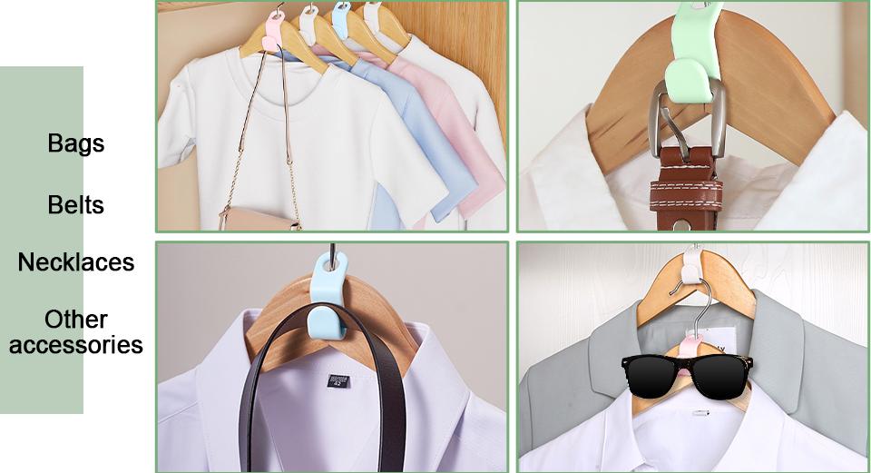 20 PCS Space Saving Hanger - Space Saver Clothes Hanger Connector with Stacking Hooks and Heavy Duty Cascading Connection Hangers Space Saving, Hanger Clips for Plastic Hangers