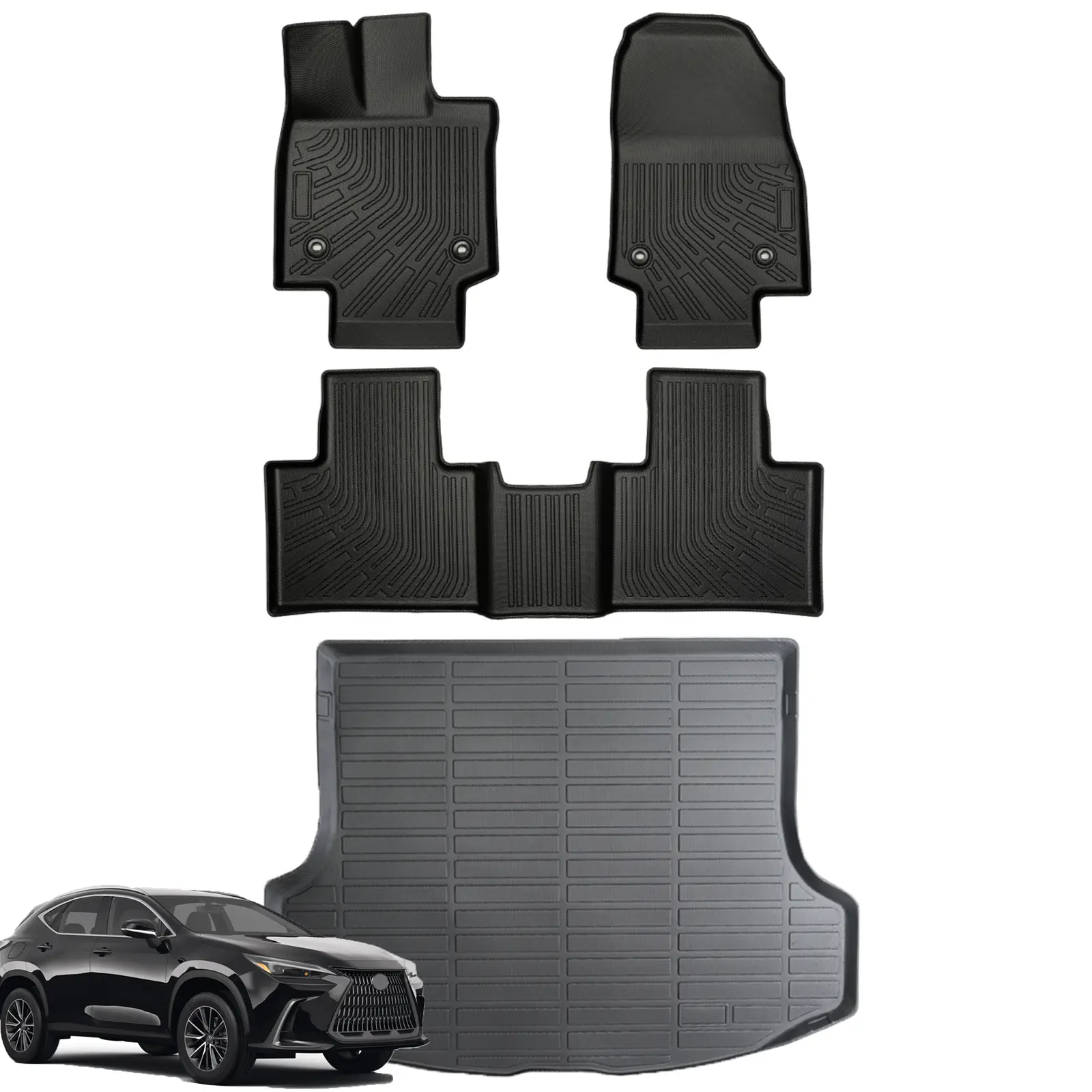Canvcle Custom Fit All Weather TPE Floor Mats & Cargo Liner, Car Interior Accessory - Floor Mats for 2023-2026 Lexus RX350/RX350h/RX500h (Not for RX450h+ PHEV) with Anti-Slip, Waterproof Protection, Mat Floor Mats