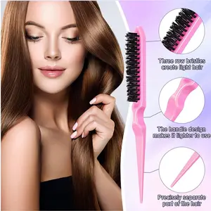 Voluminous Three-Row Back-Combing Salon Makeup Artist Professional Evening Updo Teasing Brush