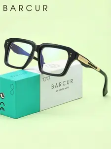 BARCUR Stylish And Versatile Anti Blue Light Glasses For Both Men And Women, Comfortable Daily Decoration, Nose Support, Computer, Office Games, Reducing Blue Light, Stylish Square Frames